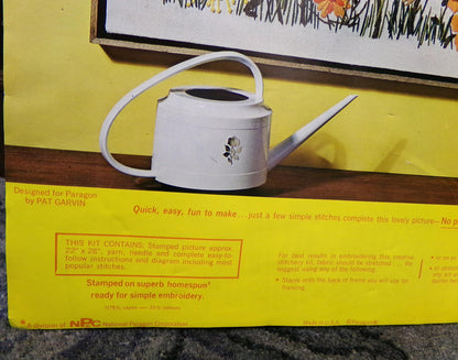 GOLDEN FANTASY Crewel Embroidery Kit, 1970s Vintage Paragon 0428 Stitchery, Hippie Design by Pat Garvin