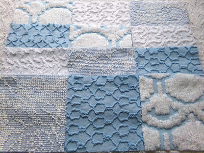 seaside wanderings fabric squares, 16 vintage 6" quilt blocks in coastal blue & white, for sewing, crafts, fiber arts