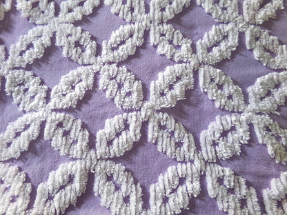Sculpted Lavender Petals Vintage Cotton Chenille Fabric, Geometric Floral Design, 20" x 24" inch Piece, Lovely in Springtime Quilts, Pillows
