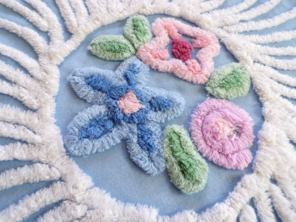 Beautiful Cottage Chic Doily Floral Vintage Chenille Fabric Piece, 25.5" x 38", for DIY Pillows & Quilts