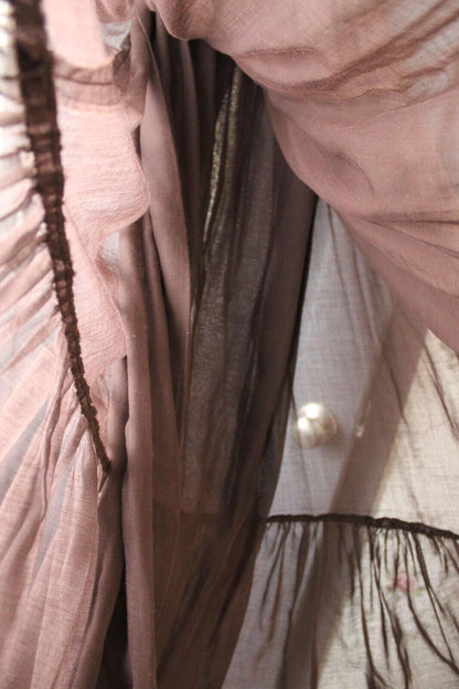 Vintage Boho Brown Prairie Dress, 1970s Long Maxi Length Gown, XS Jr Sz 11, Act I