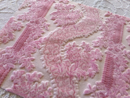 mystic pink cut velvet fabric, vintage Bates tapestry chenille material, a favorite in bags & totes, 13" x 23" inch piece