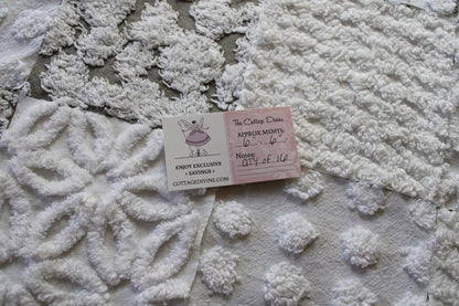 Blizzard Chenille Quilt Squares Set, Rotary Cut from Vintage Chenille Bedspread Fabric, 16 Blocks, 6" x 6" inch each