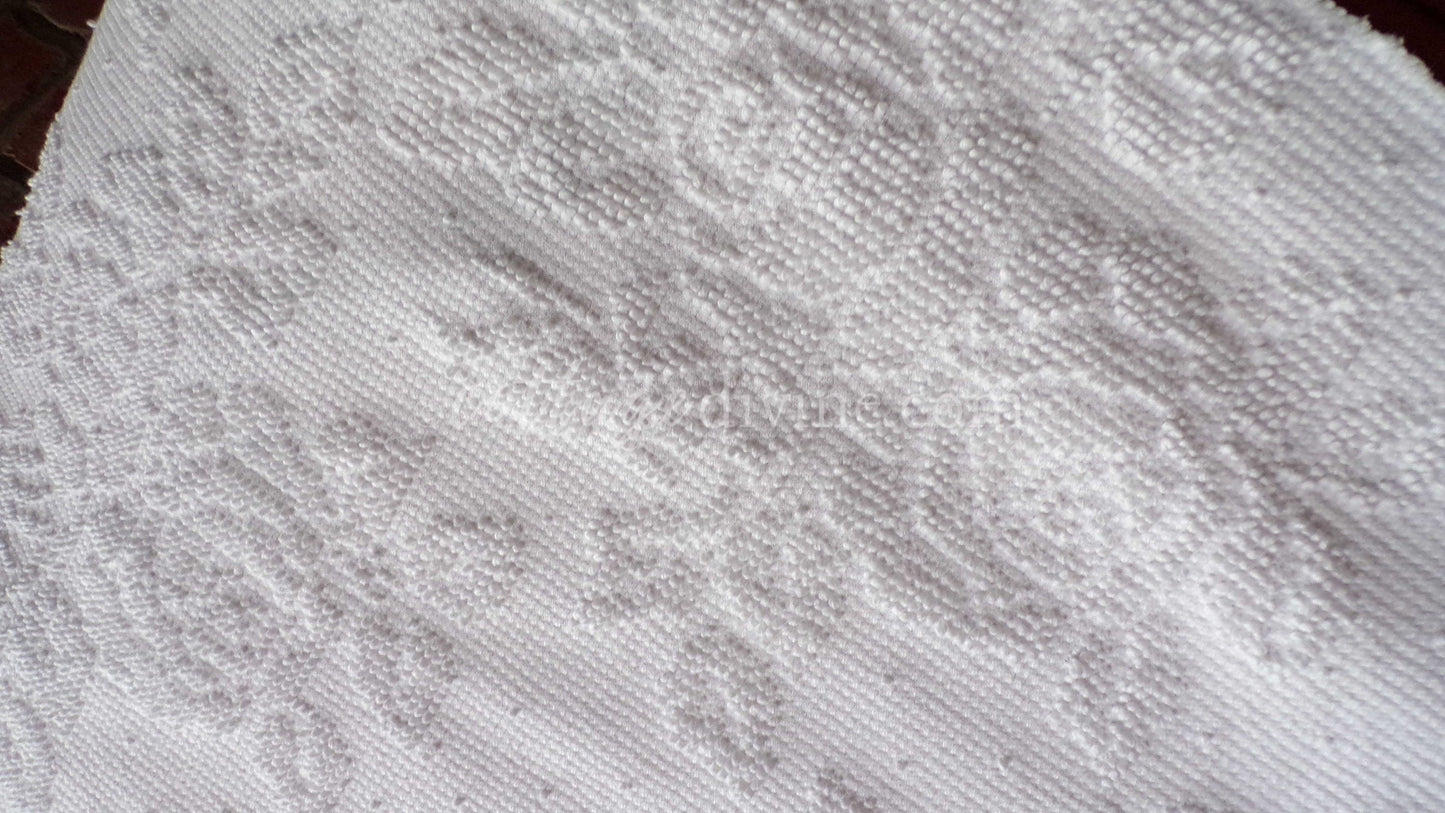 Cabbage Rose Dainty Dot Vintage White Chenille Fabric, 20" x 30" inch Piece, Versatile in Quilts, Pillows & Tote Bags