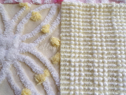 Spring Sparkle Chenille Quilt Squares Set from Vintage Bedspread Fabric, 16 Blocks, 6" x 6" inch