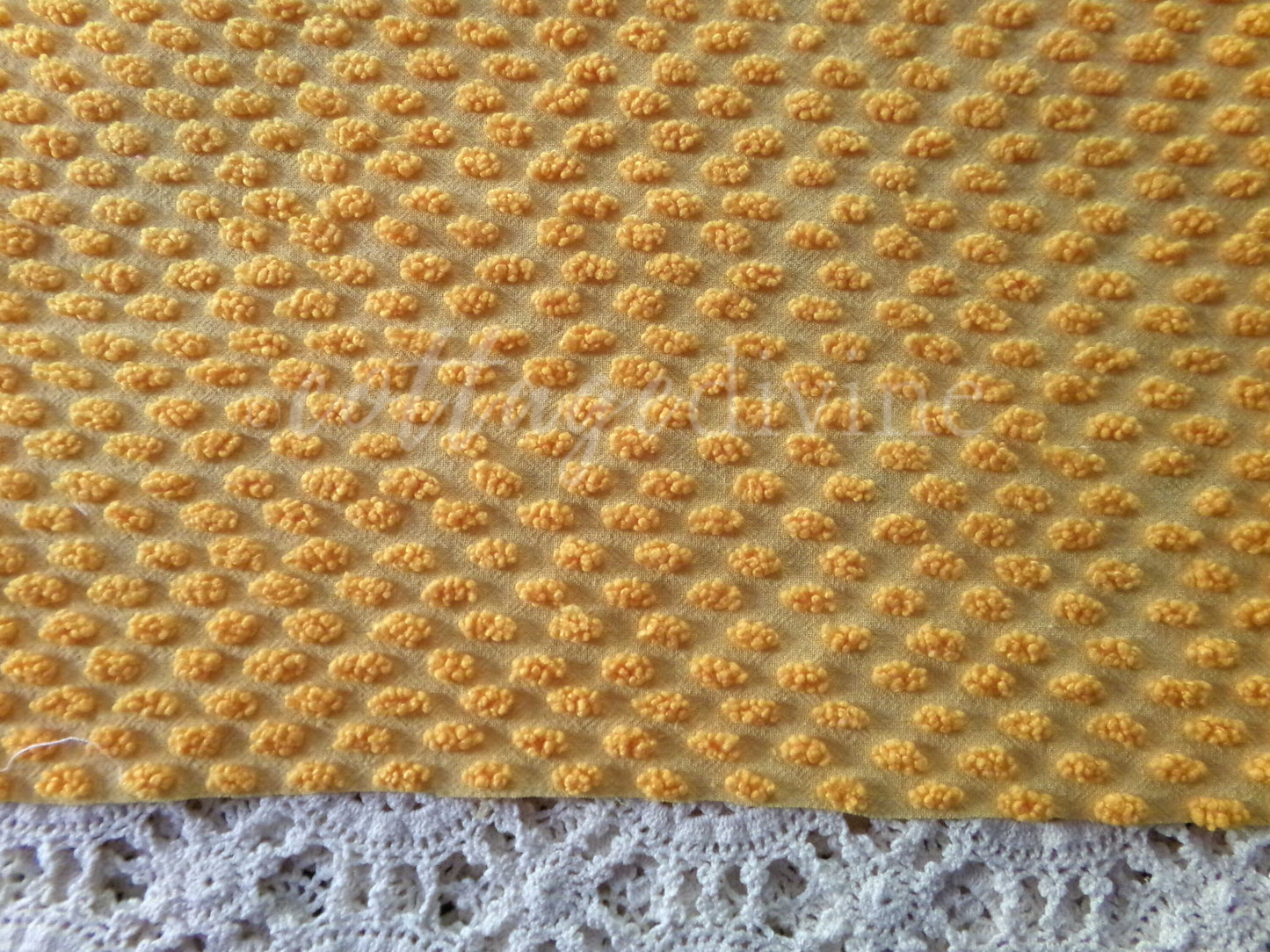 Nubby Oblong Citrus Orange Pops Vintage Chenille Fabric, 12" x 20" inch Piece, Retro 1960s, Ultra Lightweight