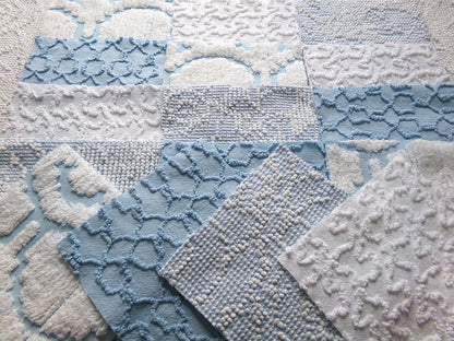seaside wanderings fabric squares, 16 vintage 6" quilt blocks in coastal blue & white, for sewing, crafts, fiber arts