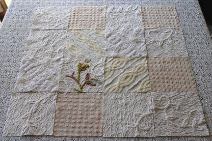 Vintage Matelasse & Chenille Fabric Squares, Heavenly Cream Set of 16 Blocks, 6" Each for Quilts, Crafts