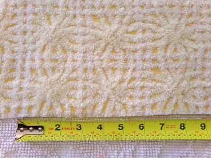 buttercup yellow vintage chenille fabric with thickly tufted spider tufts, 19" x 26" inch piece of quilt material for sewing & crafts