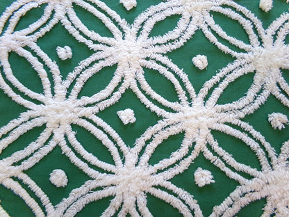 Christmas Quilt Fabric Stash Builder | Vintage Chenille Bundle for Sewing, Quilting in Red, White & Green | 2 Pieces 12" x 18" each