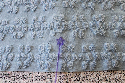 Adorable Blue Daisy Vintage Style Chenille Quilt Fabric, 24" x 20"-inch Piece