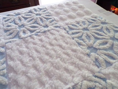 Coastal Classics Quilt Squares Set, from Vintage Chenille Bedspread Fabric, 16 Blocks, 6" x 6" inch, Fluffy Plush Blue & White