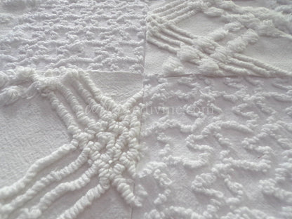 Chenille Quilt Squares Set, "Timeless White," from Vintage Bedspread Fabric, 16 Blocks, 6" inch