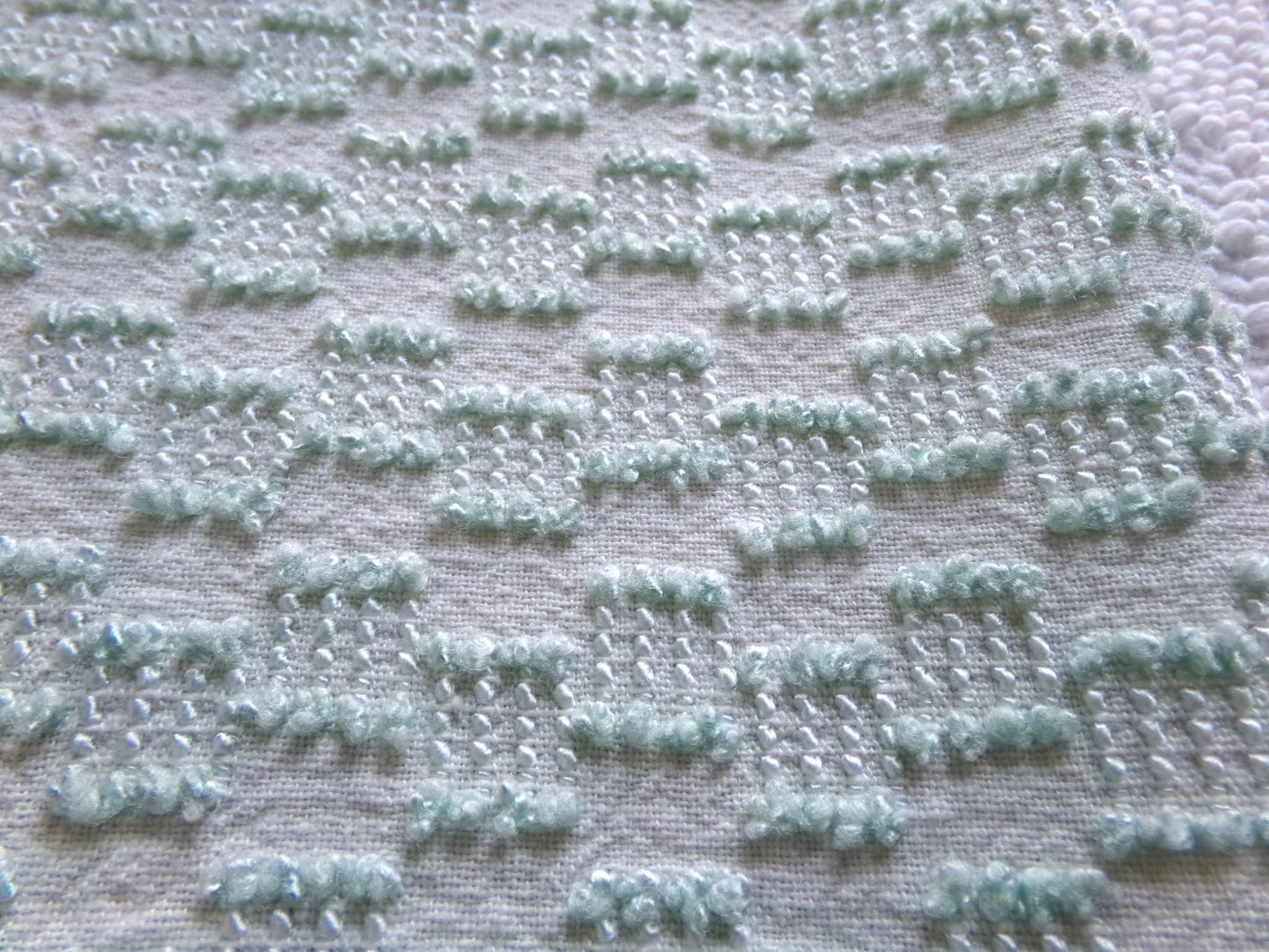 vintage texturized chenille fabric, dancing sage green tempo tufts, 18" x 24" inch piece of sewing material for quilting & crafts