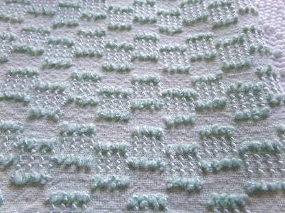 vintage texturized chenille fabric, dancing sage green tempo tufts, 18" x 24" inch piece of sewing material for quilting & crafts