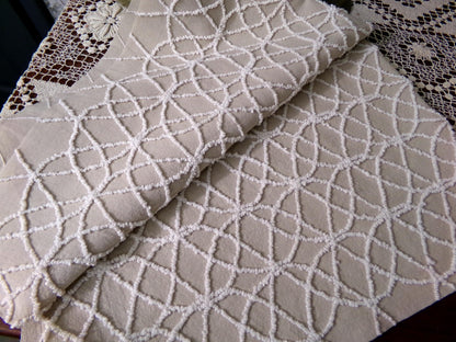 Cafe Mocha Vintage Chenille Fabric, Skinny Tuft Illusion Design, 18" x 24" Piece Quilt Material