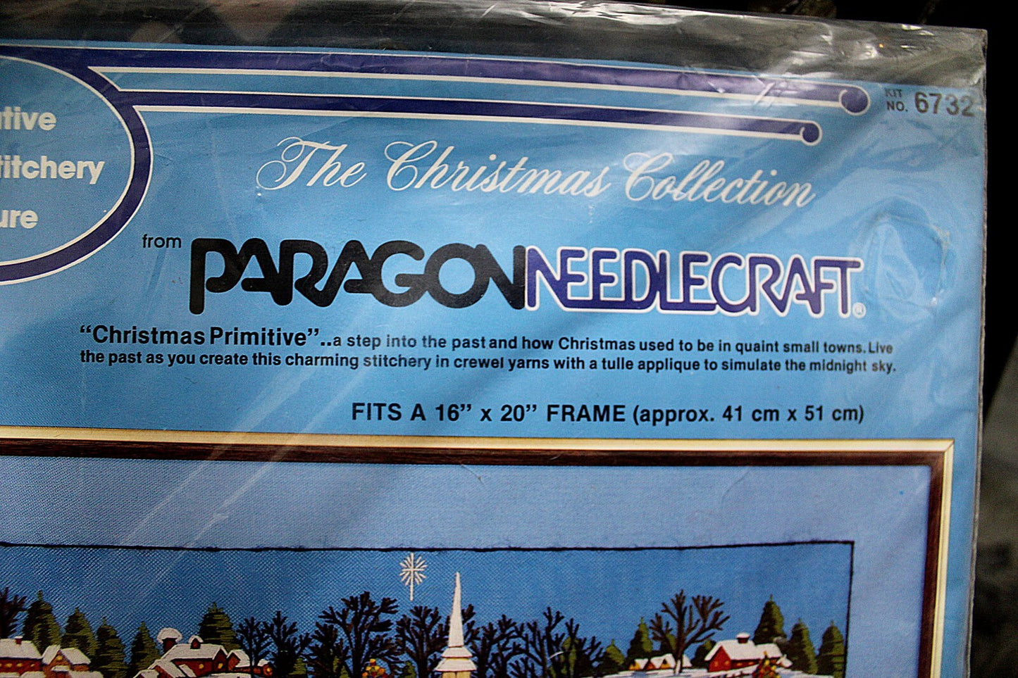 CHRISTMAS PRIMITIVE Vtg Crewel Embroidery Kit Winter Paragon Stitchery 6732