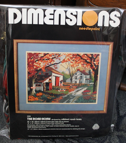 Dimensions THE ROAD HOME Vintage Needlepoint Embroidery Kit Country Scene 2226
