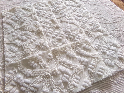 Heirloom Quality Quilt Square Set, Antique Cream, from Vintage Chenille Bedspread Fabric, 12 Blocks, 6" x 6" inch