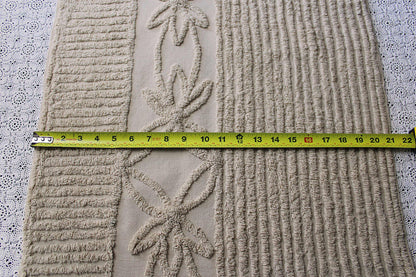 Simple Neutral Modern Vintage Chenille Fabric, 20" x 25" inch Piece, Mocha Star Lily Design