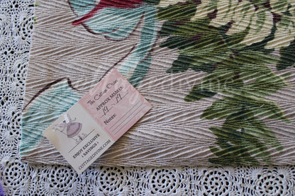Divine Feathery Pink Plume Vintage Barkcloth Fabric, 19" x 19" inch Piece, Botanical Floral Print on Cool Grey, Great for DIY Pillows