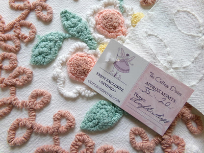 frosted cake sculpted vintage chenille fabric, cream botanicals & autumn roses, 35" x 20" inch piece of beautiful sewing material