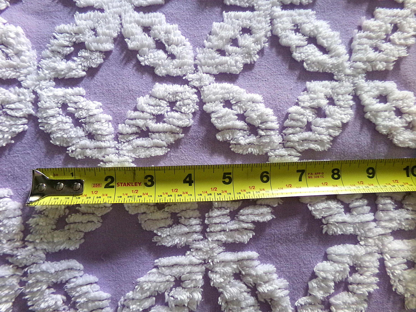 Sculpted Lavender Petals Vintage Cotton Chenille Fabric, Geometric Floral Design, 20" x 24" inch Piece, Lovely in Springtime Quilts, Pillows