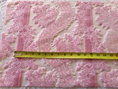 mystic pink cut velvet fabric, vintage Bates tapestry chenille material, a favorite in bags & totes, 13" x 23" inch piece