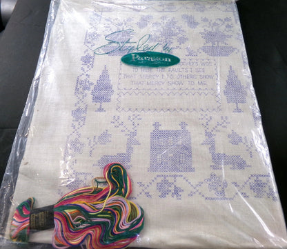 TEACH ME Cross Stitch Sampler Kit Vtg Paragon Needlecraft 0974 Belgian Linen