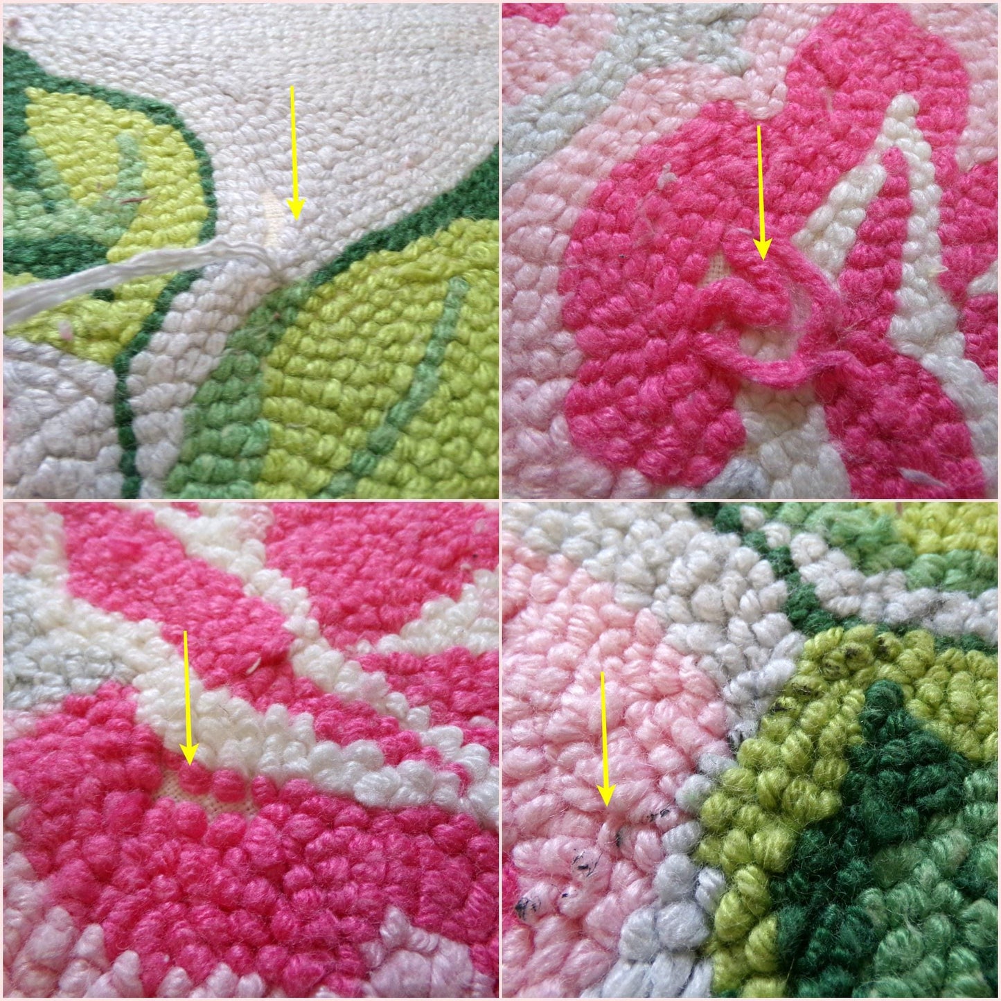 Cottage Shabby Vintage Oval Chenille Rug, Pink Roses on Grey, 20" x 33" Inches, Handmade Small Accent Mat, Cotton