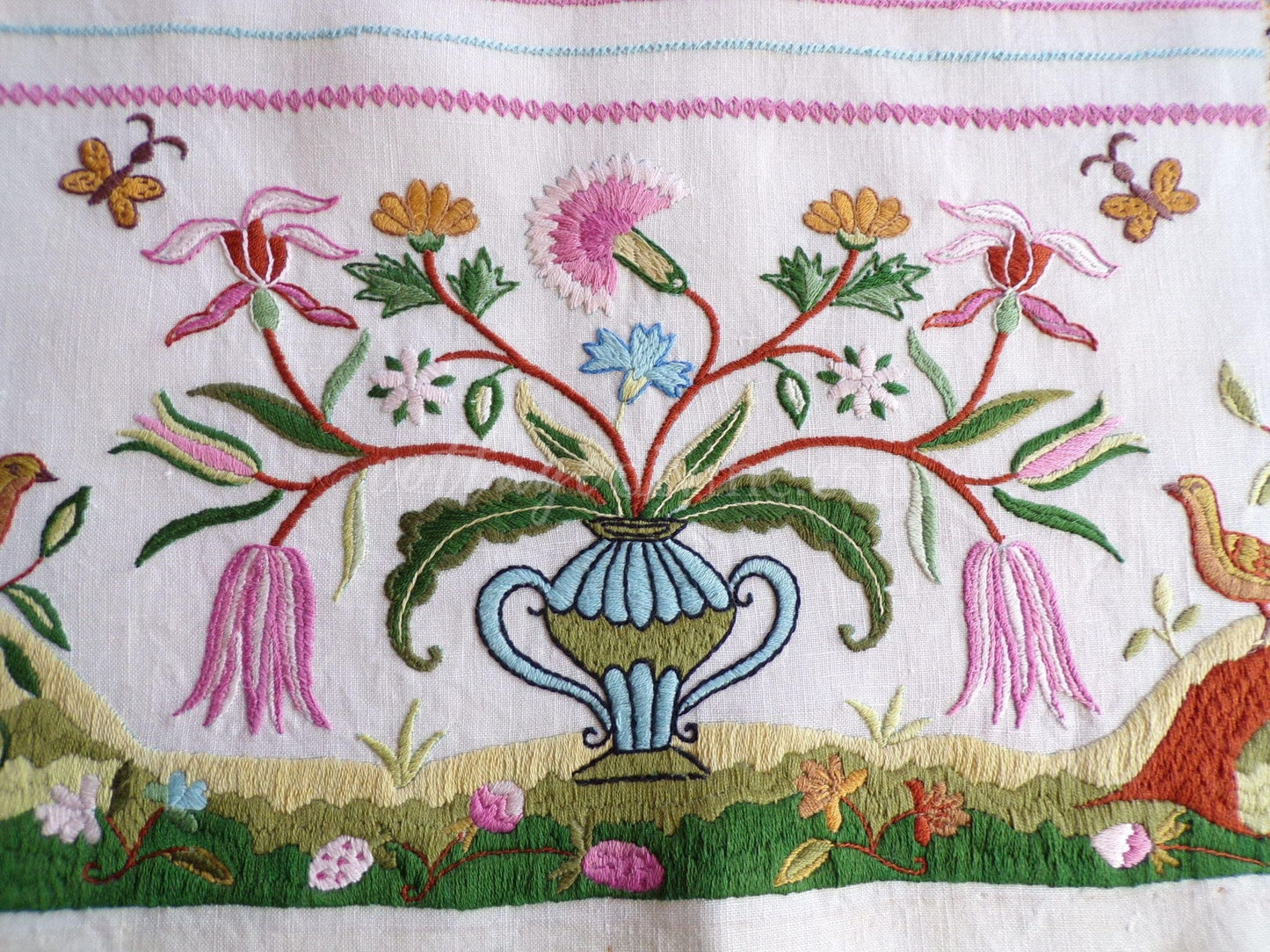 Jacobean 1773 Vintage Linen Sampler, Cooper Hewitt Museum, 0860 Paragon Stitchery, Hand Embroidered, Completed