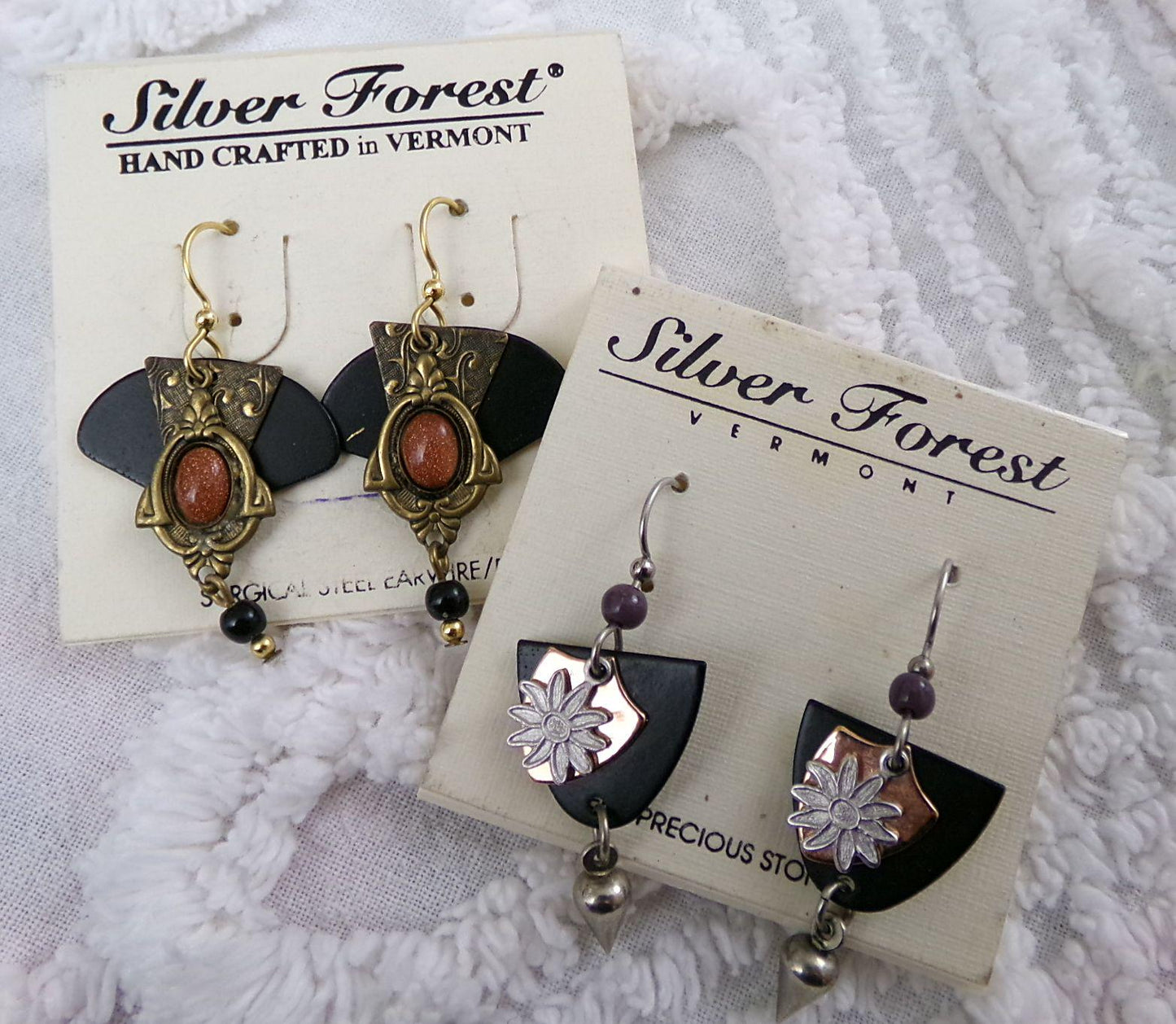 Vintage Silver Forest Earrings Lot of 2 Pierced Dangle Boho Style Jewelry
