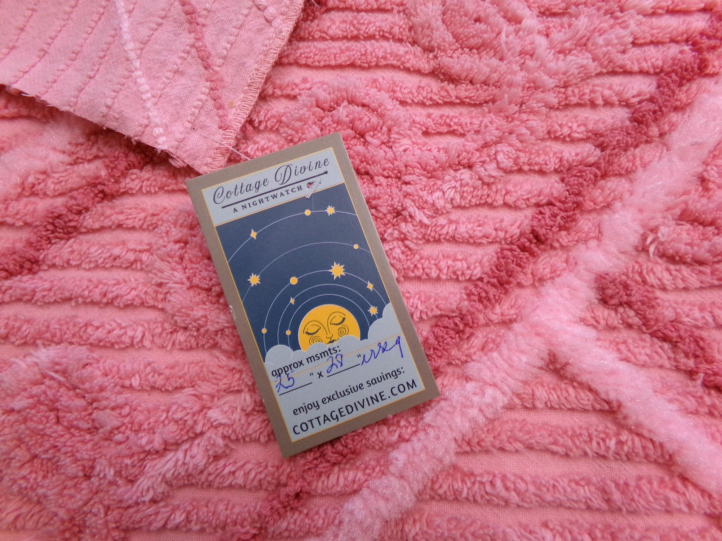 crossroads pink vintage chenille fabric in optic bold intersecting geometric design, 25" x 28" piece