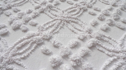 Farmhouse White Vintage Chenille Fabric Piece, 20" x 24" inches, Versatile & Neutral in Quilts and Pillows