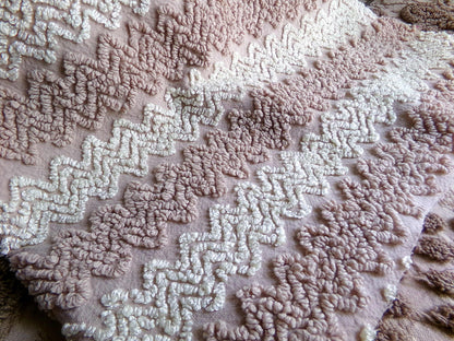Vintage Chenille Fabric in Toasted Mocha & Vanilla Cream, 19" x 25" inch Piece, Texturized Zig Zags