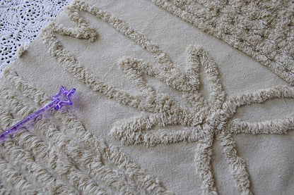 Shabby Modern Neutral Vintage Chenille Fabric, 20" x 24" inch Piece, Mocha Star Lily Design