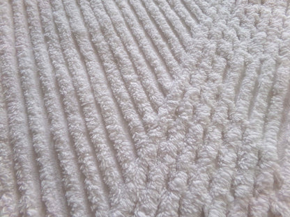 Diagonal Stripes Vintage Chenille White Fabric Piece, 17" x 25" inches, Geometric Striped Design