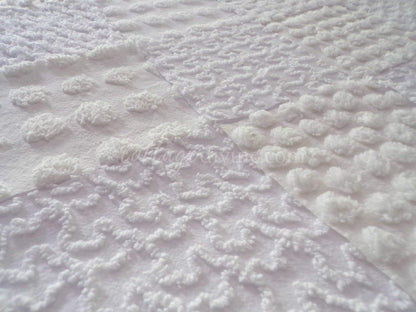 White Chenille Quilt Squares Set, "Serene Snowdrifts" from Vintage Bedspread Fabric, 16 Blocks, 6" inch
