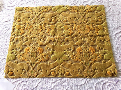 shabby distressed cut velvet fabric, vintage Bates tapestry style chenille material, 20.5" x 15.5" piece, popular in boho bags