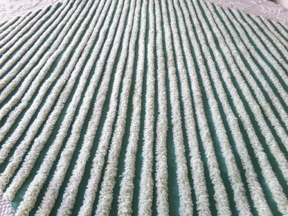 eyecatching plush stripes vintage chenille fabric, tonal green diagonal striped lines, 22" x 25" inch piece of sewing material