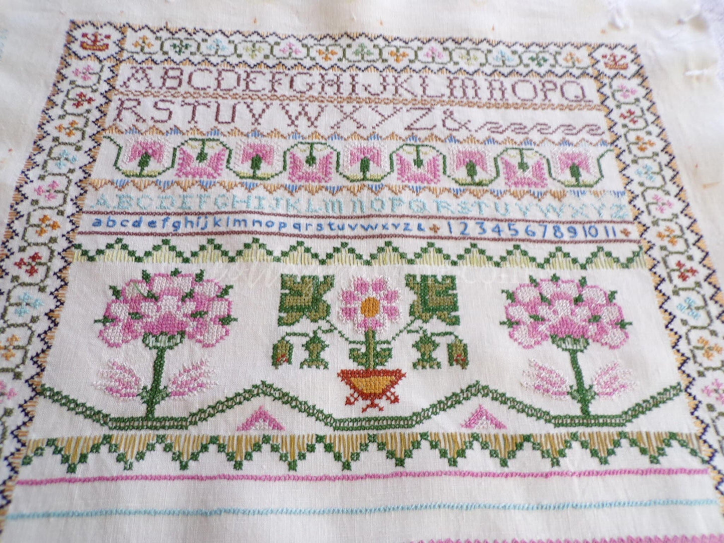 Jacobean 1773 Vintage Linen Sampler, Cooper Hewitt Museum, 0860 Paragon Stitchery, Hand Embroidered, Completed