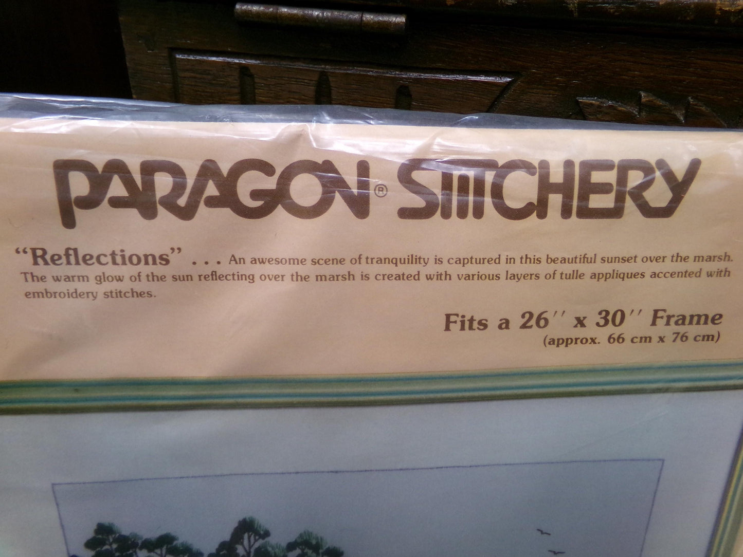 REFLECTIONS Crewel Embroidery Kit, Peaceful Sunset Scene, Vintage Paragon Needlecraft Creative Stitchery #0206