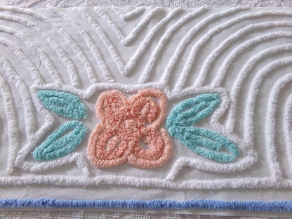 Plush Tropical Swirl Flower Vintage Chenille Fabric, 28" x 14" inch Piece, Tropical Sewing Material Great for DIY Pillow Covers
