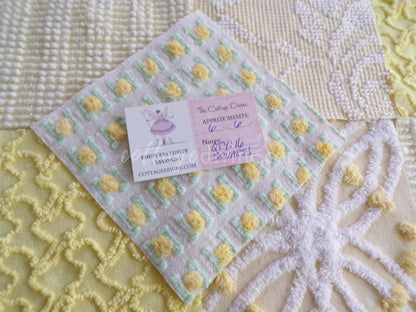 Cheerful Chenille Quilt Squares Set from Vintage Bedspread Fabric, 17 Blocks, 6" x 6" inch, Sunny Yellows
