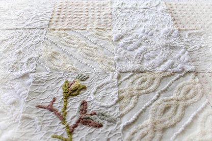 Vintage Matelasse & Chenille Fabric Squares, Heavenly Cream Set of 16 Blocks, 6" Each for Quilts, Crafts