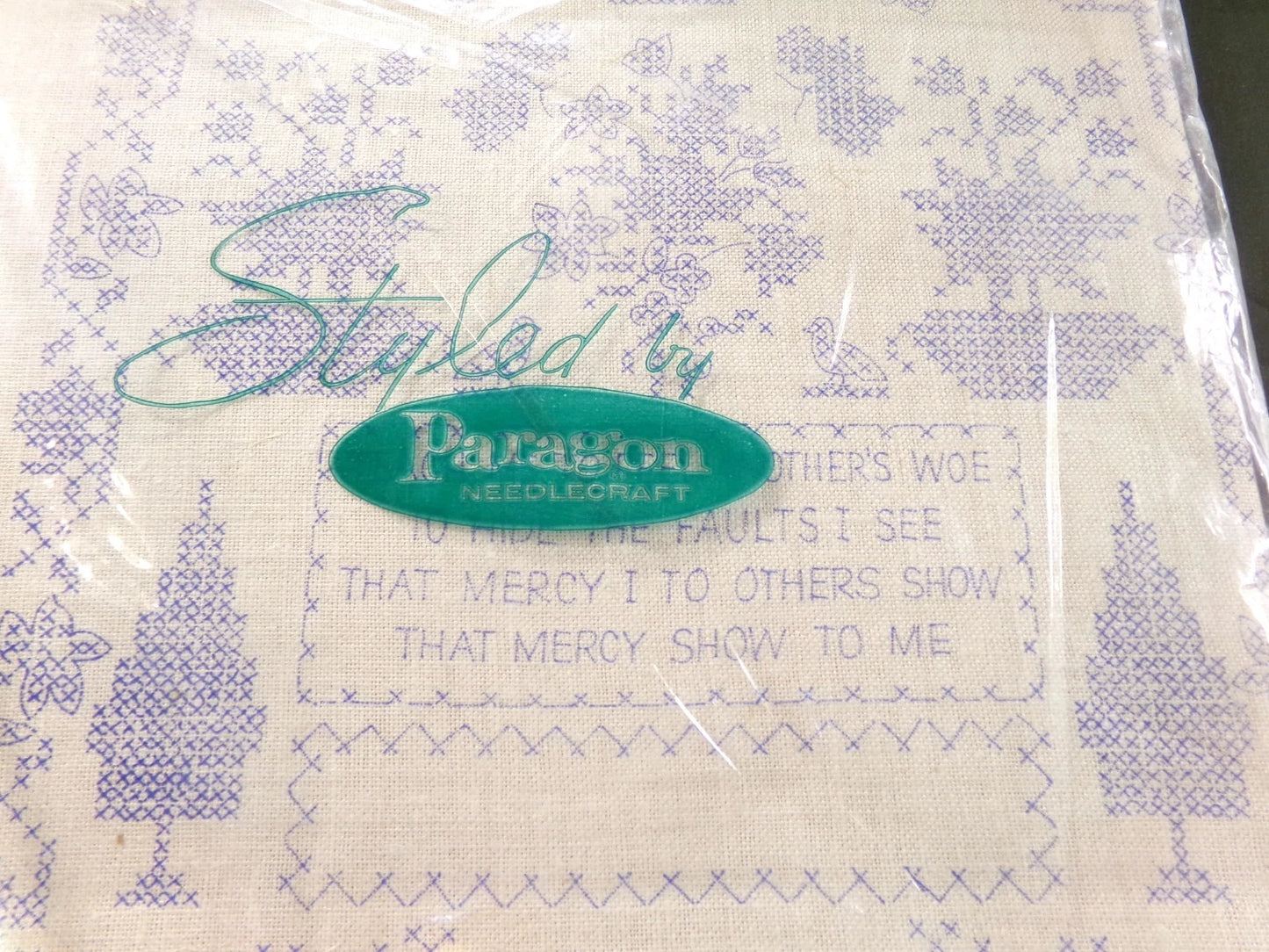 TEACH ME Cross Stitch Sampler Kit Vtg Paragon Needlecraft 0974 Belgian Linen