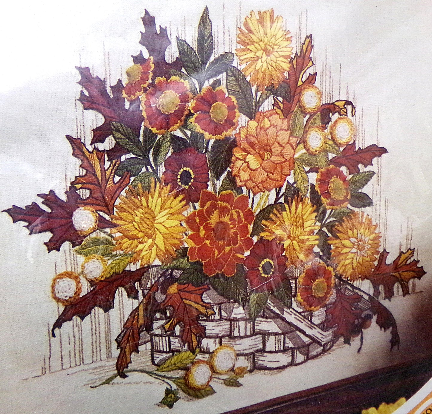 FALL ARRANGEMENT Vintage Floral Crewel Stitchery Kit, Boho Autumn Paragon 0810 Stitchery, Georgia Ball Design