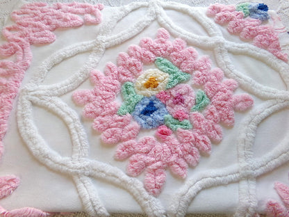in love vintage chenille fabric, luxury tufted frosted wedding cake floral design, 32" x 22" inch piece of gorgeous cotton sewing material
