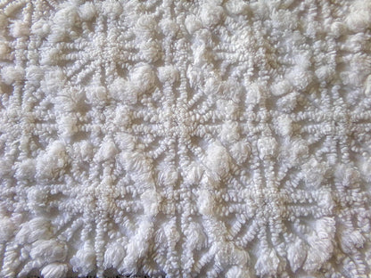 Snowflake Spokes Chenille Fabric Material, 19" x 20" inch Vintage Piece Loaded With Intricate Tufting