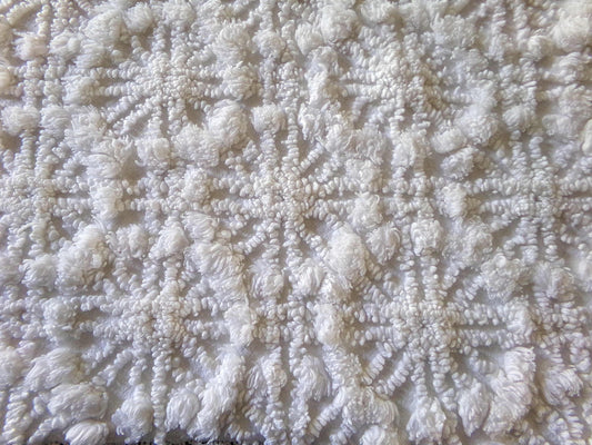 Snowflake Spokes Chenille Fabric Material, 19" x 20" inch Vintage Piece Loaded With Intricate Tufting